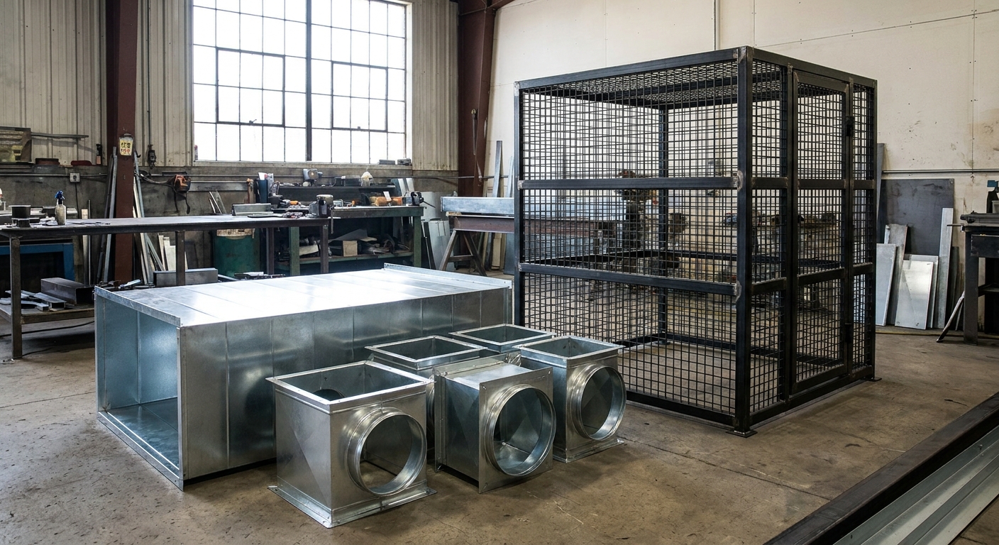 Custom HVAC sheet metal and welded condenser cage
