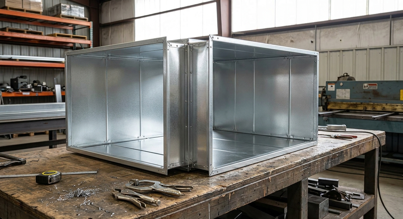 Custom galvanized sheet metal supply and return plenum
